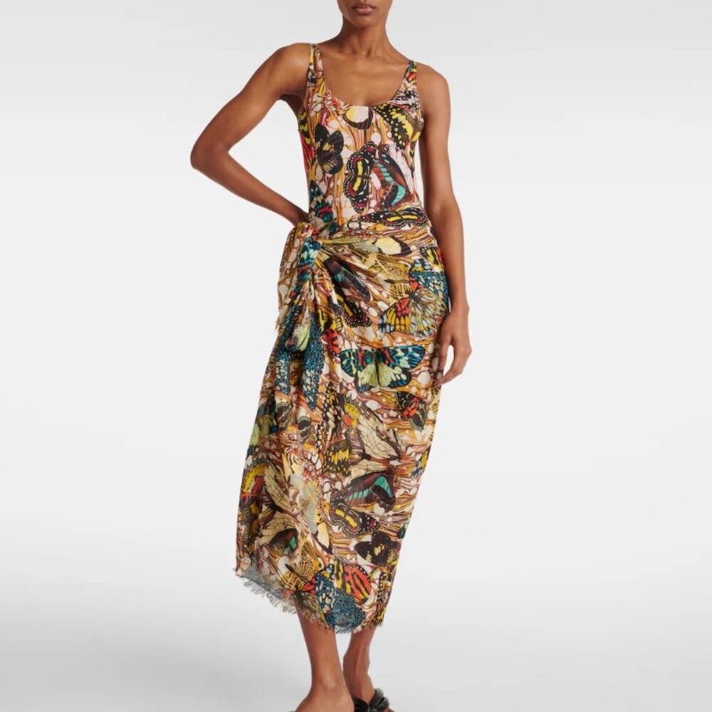 JEAN PAUL GAULTIER THE YELLOW BUTTERFLY SWIMSUIT MEDIUM SARONG ONE SIZE SET NWT
